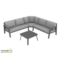 Salon de jardin d'angle Grasse, 5 personnes, Aluminium