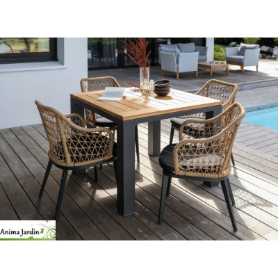 Lot de 2 fauteuils Milan en aluminium/Paille