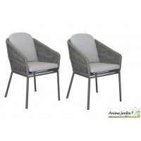 Lot de 2 fauteuils de jardin Iris, Aluminium/Cordes