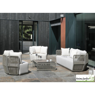 Fauteuil Lounge de jardin Iris, Aluminium / Cordes