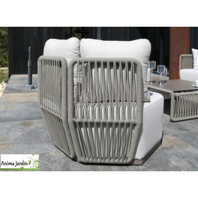 Fauteuil Lounge de jardin Iris, Aluminium / Cordes