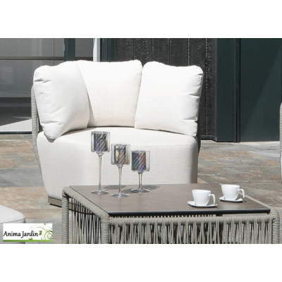 Fauteuil Lounge de jardin Iris, Aluminium / Cordes