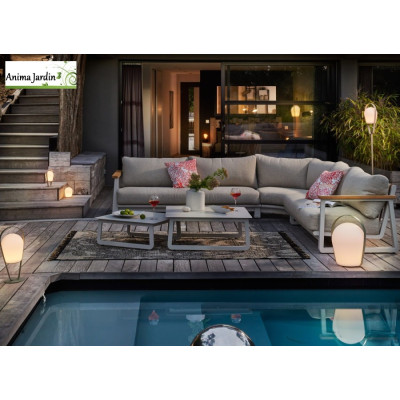 Salon de jardin d'angle Leather II, 5 personnes, Aluminium