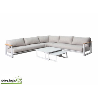 Salon de jardin d'angle Leather II, 5 personnes, Aluminium