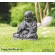 Statue Happy BUDDHA 48 cm en fibre de verre, aspect pierre, décoration de jardin