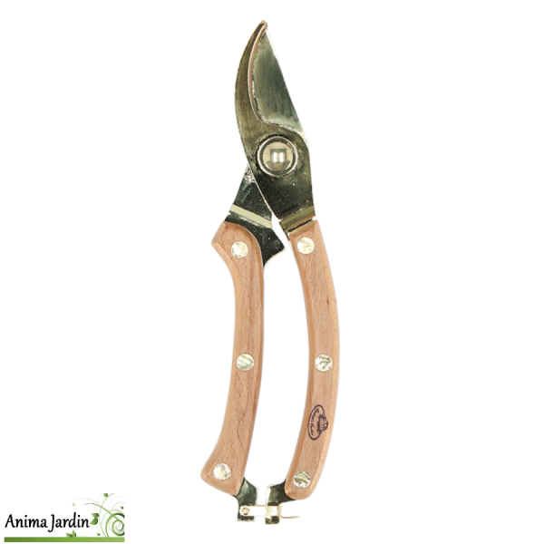 Sécateur en métal doré & Bois de hêtre