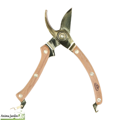 Sécateur en métal doré & Bois de hêtre