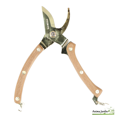 Sécateur en métal doré & Bois de hêtre