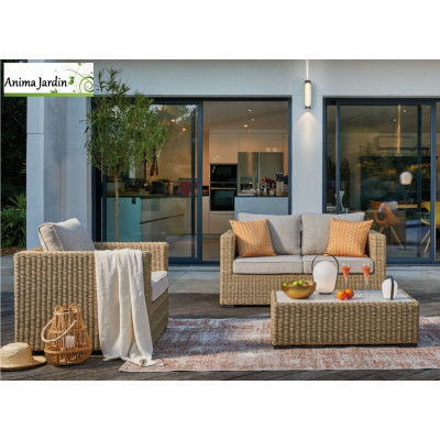 Salon de jardin Quiesa, 4 personnes, Résine Tressé