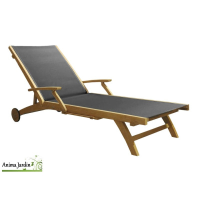 Lit Newton, Bain de soleil en bois & noir