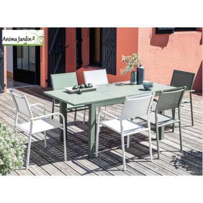 Table de jardin extensible Genes, 110/170 cm, 4 à 6 personnes