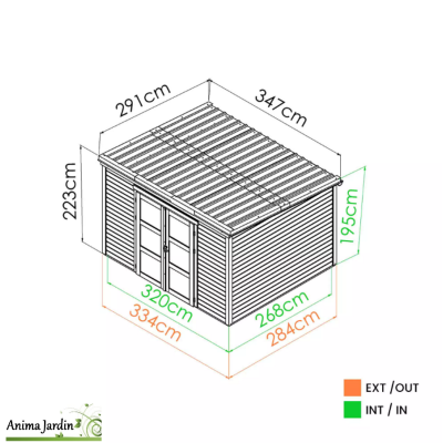 Abri de jardin en bois, Shelty + Modern 9,48 m², 28 mm