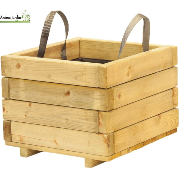 Bac en bois carré 40x40 WoodFlex avec anses, Traité autoclave