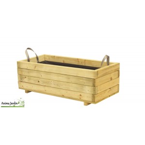 Bac en bois carré 92x42 WoodFlex avec anses, Traité autoclave