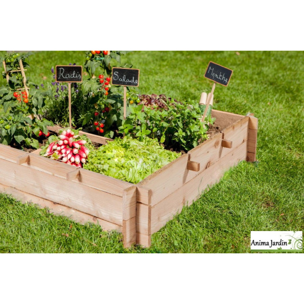 Carré potager en bois,  9 cases Mélèze Dôme Raboté, Carré de jardin