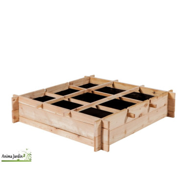 Carré potager en bois,  9 cases Mélèze Dôme Raboté, Carré de jardin