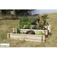 Carré potager en bois, 3 niveaux Lipsi Naturel, Carré de jardin