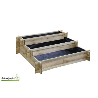 Carré potager en bois, 3 niveaux Lipsi Naturel, Carré de jardin