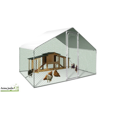Enclos poulailler ECO grillagé  6m², Acier galvanisé