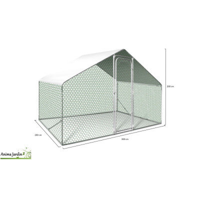 Enclos poulailler ECO grillagé  6m², Acier galvanisé