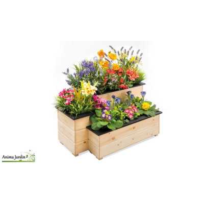 Carré potager en bois Margelle, 3 niveaux, L.90 cm