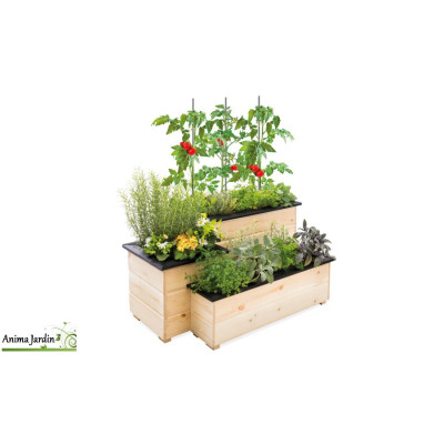 Carré potager en bois Margelle, 3 niveaux, L.90 cm
