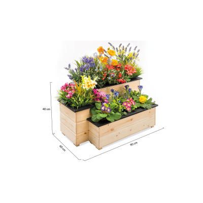Carré potager en bois Margelle, 3 niveaux, L.90 cm
