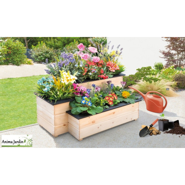 Carré potager en bois Margelle, 3 niveaux, L.90 cm