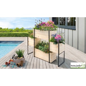 Carré potager en bois Quattro Indus, 4 compartiments, L.117 cm