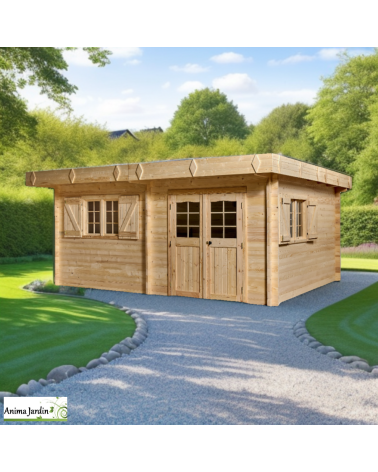 Grand abri de jardin en bois, 42 mm, semi-habitable, 17,47 m², toit plat, Foresta, achat, pas cher