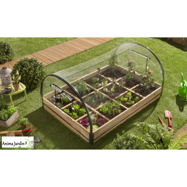 Serre/Carré potager en bois Aroma, 12 cases