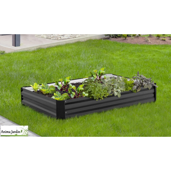 Carré potager en métal gris anthracite, 115x80 cm