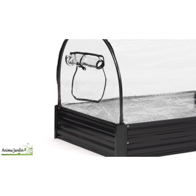Serre/Carré potager en métal gris anthracite, 115x80 cm