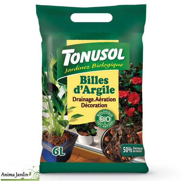 Billes d'argile bio expansée, sac de 6 L, intérieur / Balcon / Terrasse