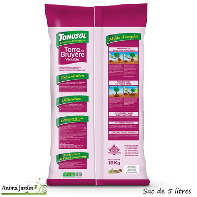 Terre de bruyère véritable bio, sac de 5 L, Jardin / Balcon / Terrasse