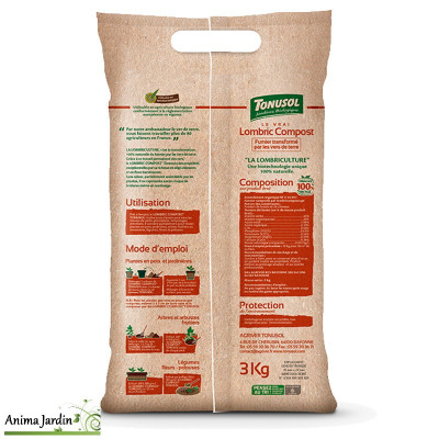 Lombric compost bio, sac de 3 kg, Jardin / Balcon / Terrasse