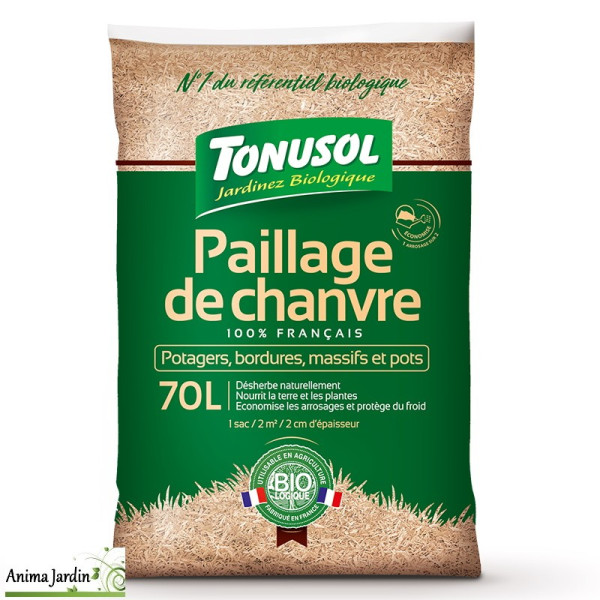 Paillage de chanvre, sac de 70 L, agriculture biologique, Tonusol
