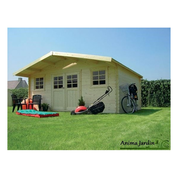 Abri de jardin en bois 28mm, 19.71m² ext, avec avancée, ZURICH, achat/vente