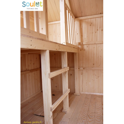 Maisonnette enfant en bois, Duplex, mezzanine, pas cher, EGT