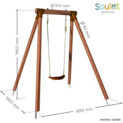 Portique en bois Hanna, balançoire, 1 agrès, jeu enfant, Soulet, achat, pas cher