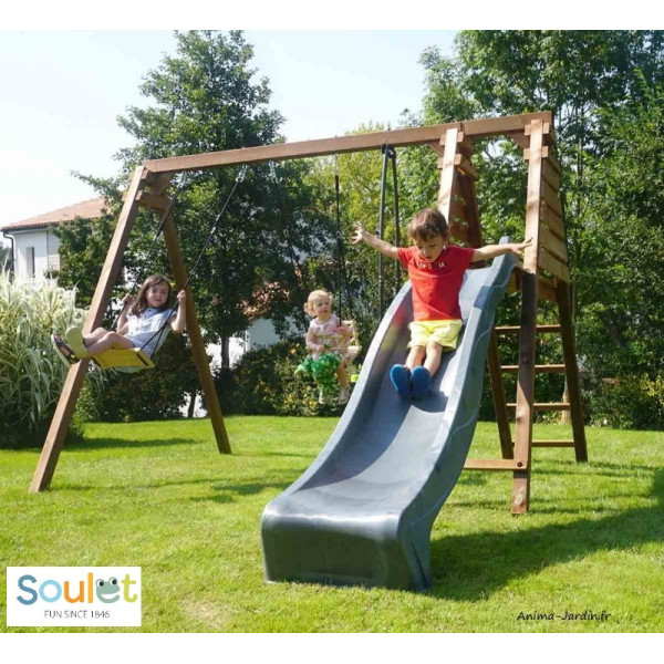 Portique Trèfle, autoclave, balançoire, toboggan, siège pour bébé, vis-à-vis, Soulet, achat, pas cher