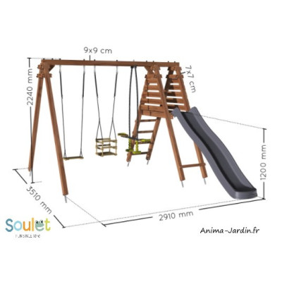 Trèfle, balançoire, toboggan, siège pour bébé, Soulet, achat, pas cher