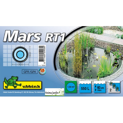 Bassin de jardin Mars, 550 litres, 1,54 m², bassin rigide, PVC noir