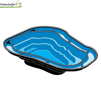 Bassin de jardin Ocean I, 1500 litres, bassin rigide de 3,83 m², PE noir