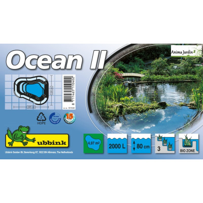 Bassin de jardin Ocean II, 2000 litres, bassin rigide de 4,97 m², PE noir