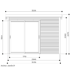 Abri de jardin en bois avec baies vitrées, Seda, 28 mm, 9 m², toit plat, Solid, pas cher