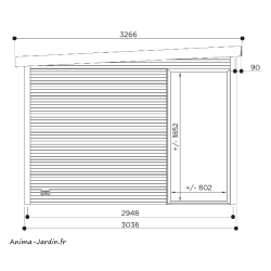 Abri de jardin en bois avec baies vitrées, Seda, 28 mm, 9 m², toit plat, Solid, pas cher