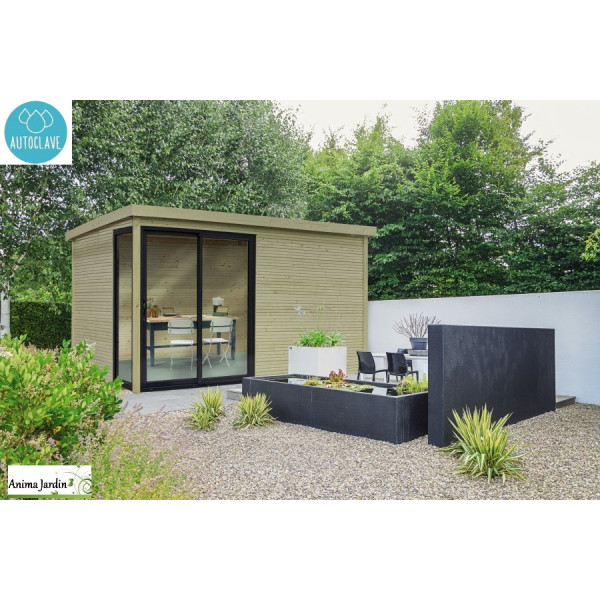 Abri de jardin en bois traité autoclave avec baies vitrées, Faro, 28 mm, 12,25 m²