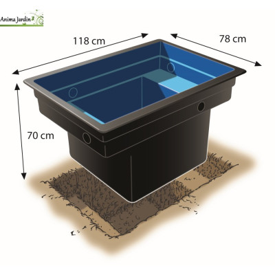 Bassin de jardin Quadra C1, 520 litres, bassin rigide de 0,92 m², PE noir