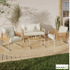 Salon de jardin en acier Ozea, 4 personnes, Blanc & Rotin